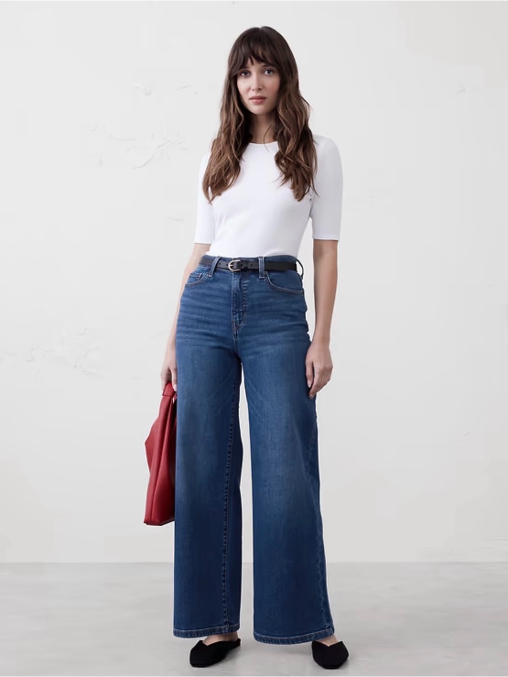 Banana Republic High Rise Pleated Wide Leg Jeans 28 Full Length Flowy